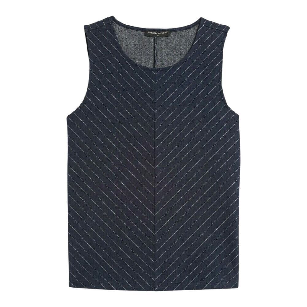 Banana Republic XXS Piette Structured Pinstripe Shell Top Navy Blue Sleeveless​​
